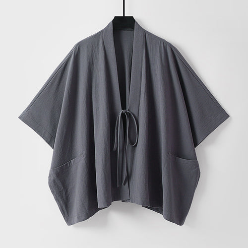 Damen Oversize Kimono-Cardigan mit Bindeband und aufgesetzten Taschen Echoarchiv