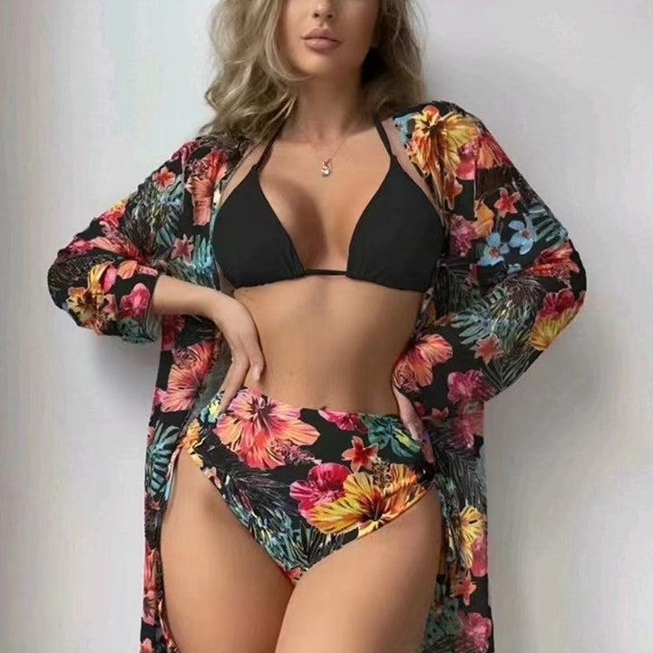 Damen Hochtaillierte Bikini-Set mit floralem Design Echo Archiv