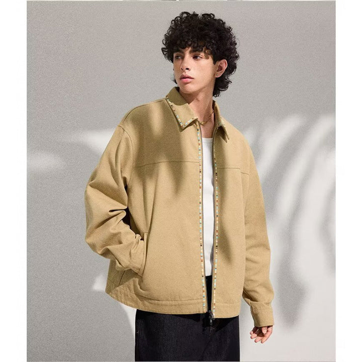 Herren Leichte Blousonjacke mit kontrastierter Zierband-Blende Echoarchiv