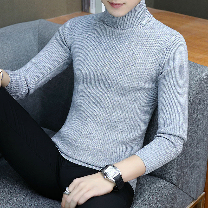 Herren Eleganter Rippstrick Rollkragenpullover Echoarchiv