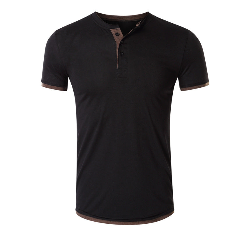 Herren Kurzarm-Henley-Shirt aus atmungsaktivem Baumwollmix mit stylischem Kragen Echoarchiv