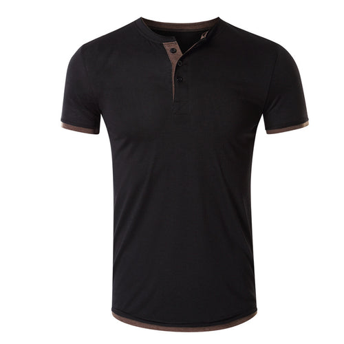 Herren Kurzarm-Henley-Shirt aus atmungsaktivem Baumwollmix mit stylischem Kragen Echoarchiv