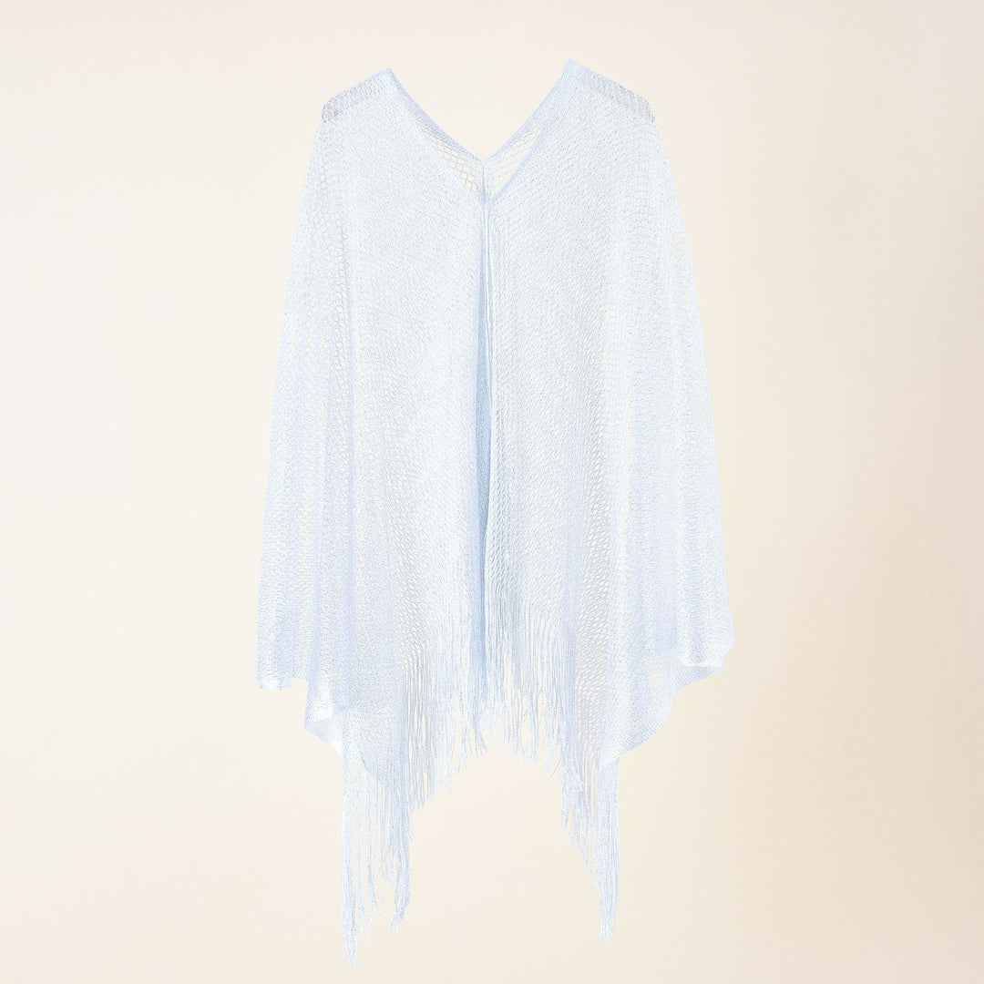 Damen Feinstrick-Mesh-Stola mit Metallic-Glanz und langen Fransen Echo Archiv
