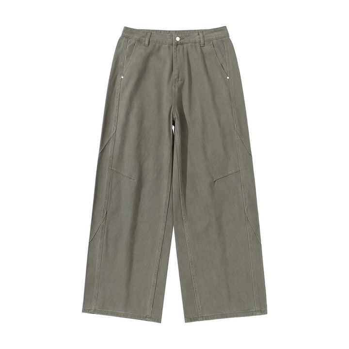 Damen Weite Bundfaltenhose im Utility‑Cargo‑Stil mit hoher Taille und markanten Teilnähten Echoarchiv