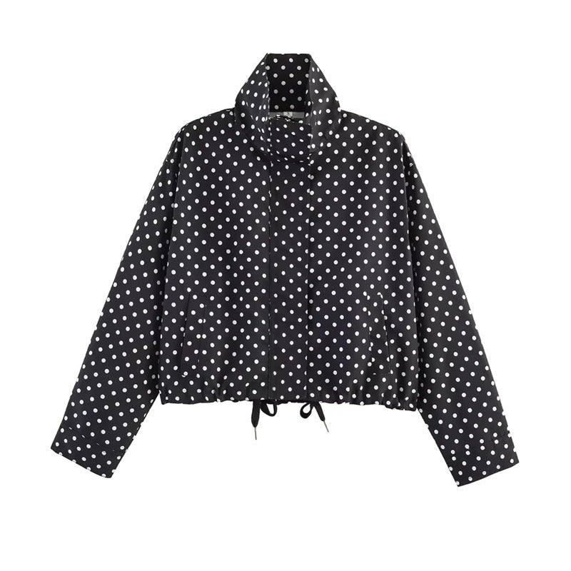 Damen Gekürzte Punkte-Utility-Jacke mit Stehkragen und Tunnelzug Echo Archiv