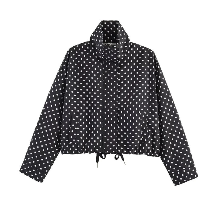 Damen Gekürzte Punkte-Utility-Jacke mit Stehkragen und Tunnelzug Echo Archiv