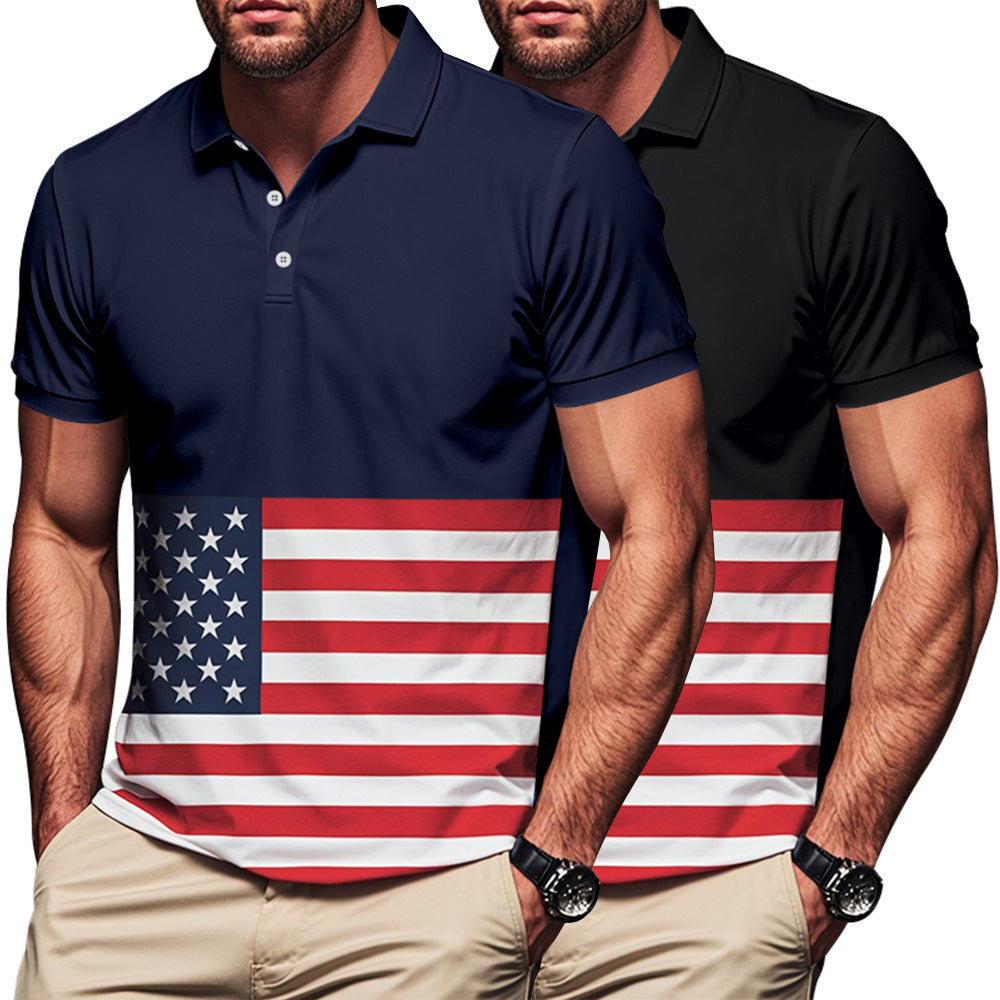 Herren Polo-Shirt mit Flaggenmotiv und klassischem Kragen Echoarchiv