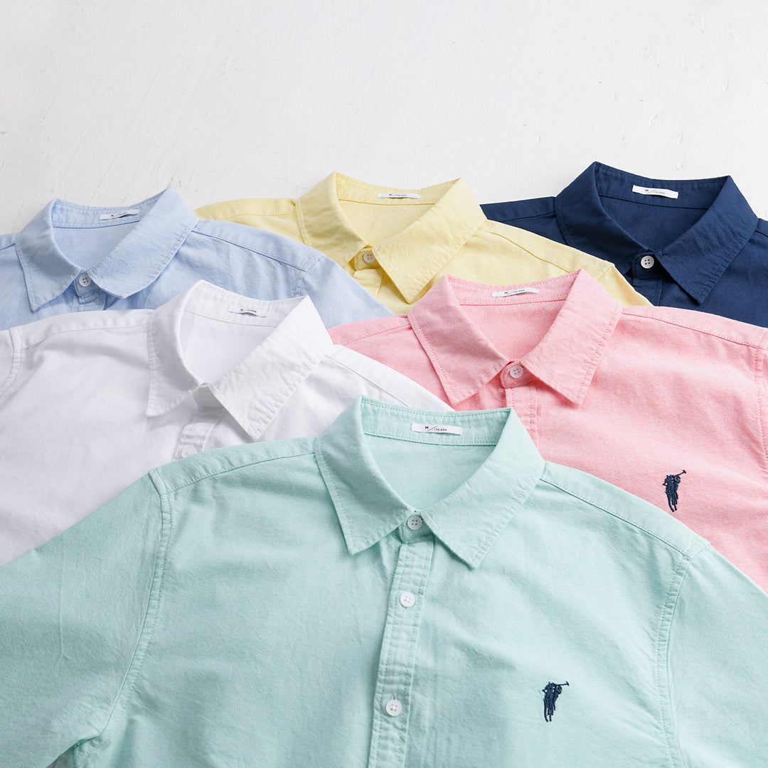 Herren Leichtes Oxford-Hemd Relaxed-Fit mit dezenter Bruststickerei und weicher Vintage-Waschung Echoarchiv