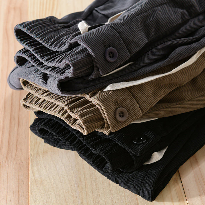 Herren Relaxte Cordhose mit elastischem Kordelbund, Kordelzug und konischem Bein Echoarchiv