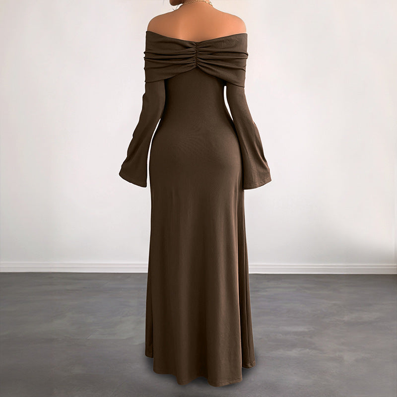 Damen Elegantes Off-Shoulder Maxikleid Echo Archiv