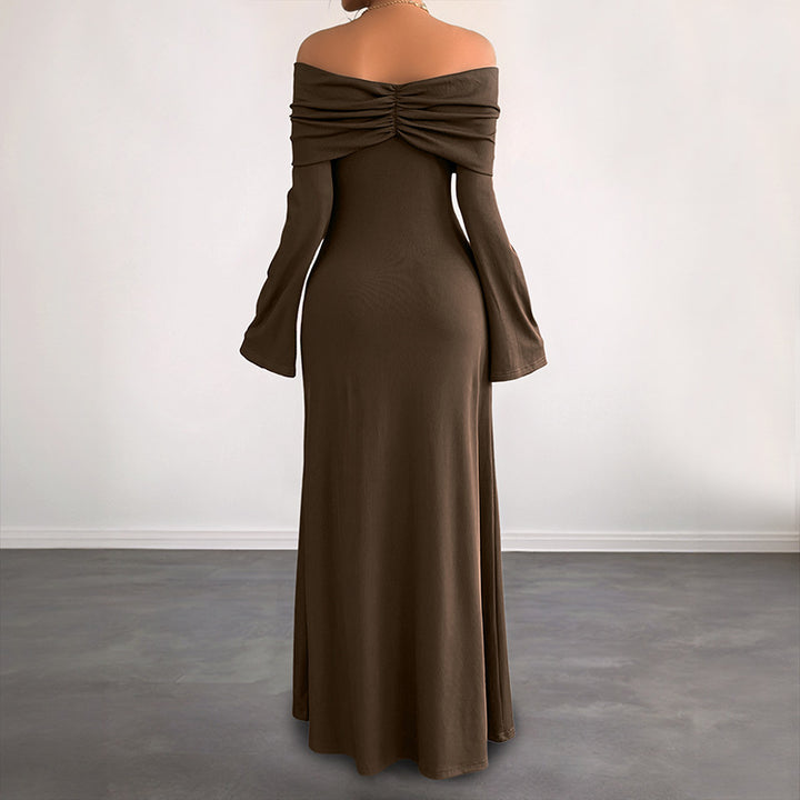 Damen Elegantes Off-Shoulder Maxikleid Echo Archiv