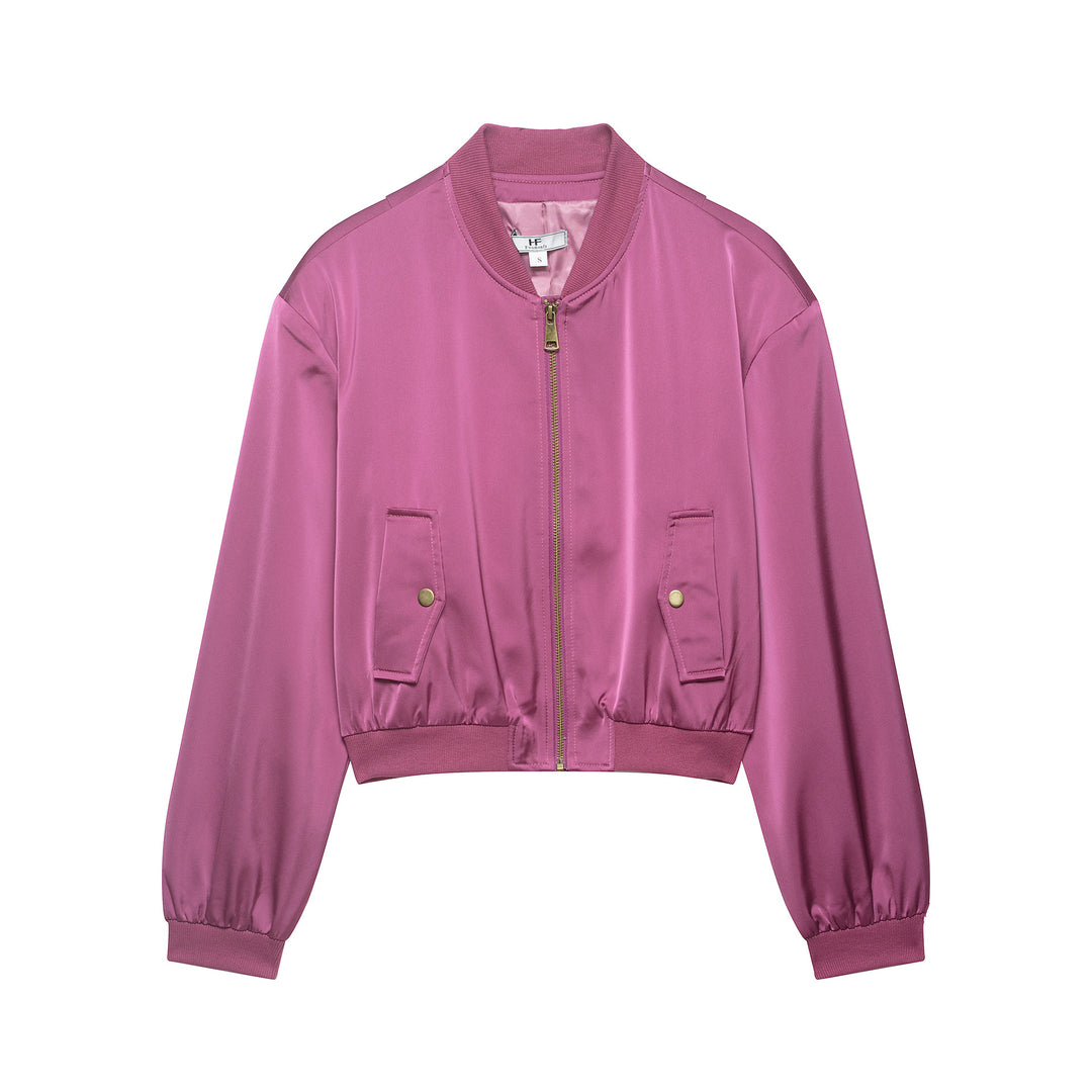 Damen Kurze Satin‑Bomberjacke im Cropped‑Boxy‑Schnitt Echoarchiv