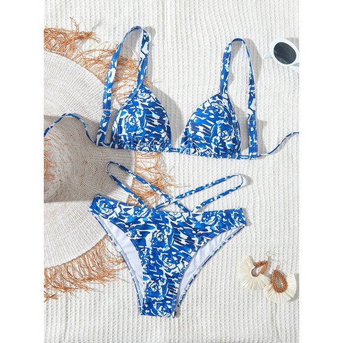 Damen Triangel-Bikini-Set mit verstellbaren Riemchen und stilvollem Mustermix Echo Archiv