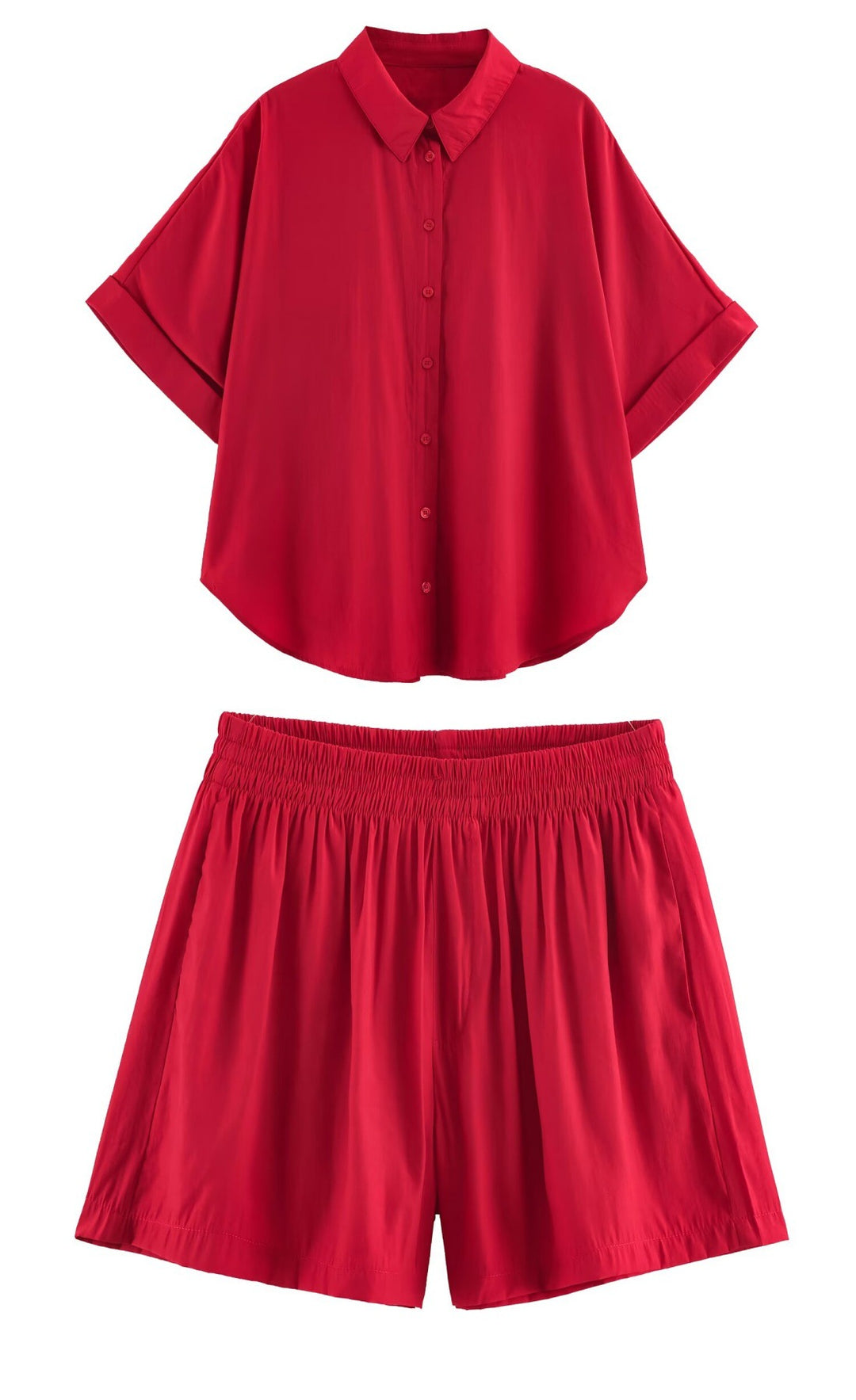 Damen Lockeres zweiteiliges Set mit Oversize-Hemd und Elastik-Shorts Echo Archiv