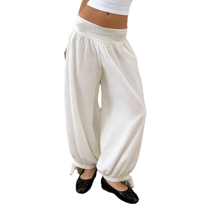 Damen weite Baumwollhose mit elastischem Bund und verstellbaren Bindebändern Echo Archiv