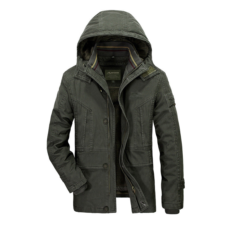 Herren Kapuzenparka mit Teddyfutter und multifunktionalen Utility‑Taschen Echoarchiv