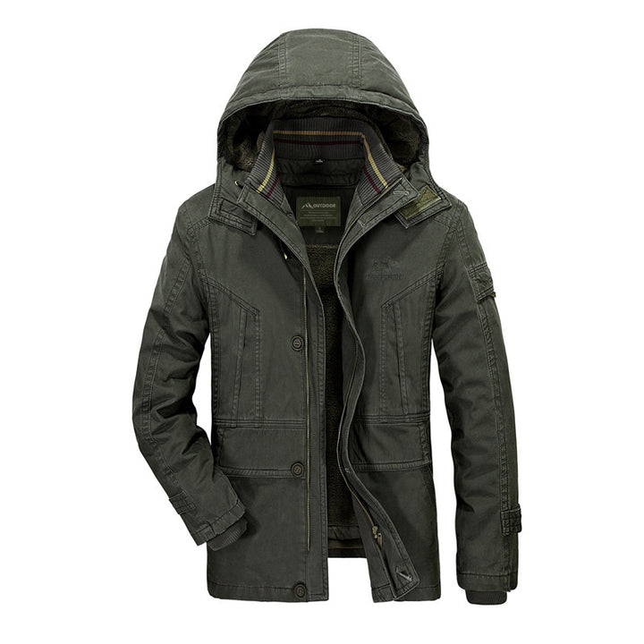 Herren Kapuzenparka mit Teddyfutter und multifunktionalen Utility‑Taschen Echoarchiv