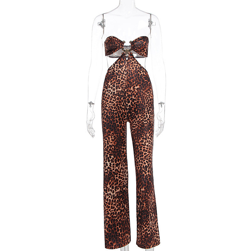 Damen Jumpsuit mit aufregendem Leopardendruck und raffiniertem Rückenausschnitt Echo Archiv