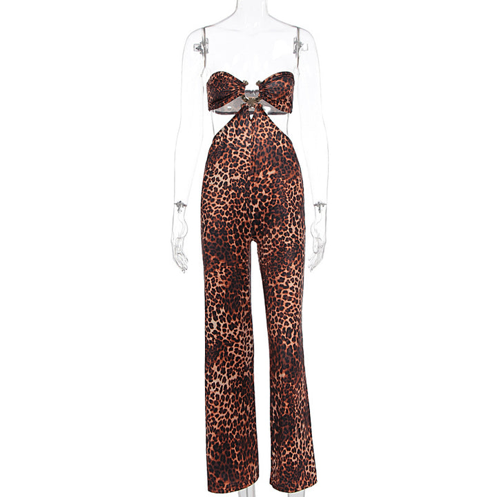 Damen Jumpsuit mit aufregendem Leopardendruck und raffiniertem Rückenausschnitt Echo Archiv