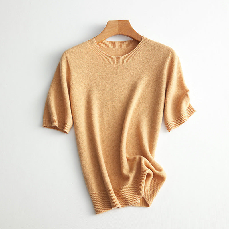 Damen Kurzarm Cashmere-Mix Pullover Echoarchiv