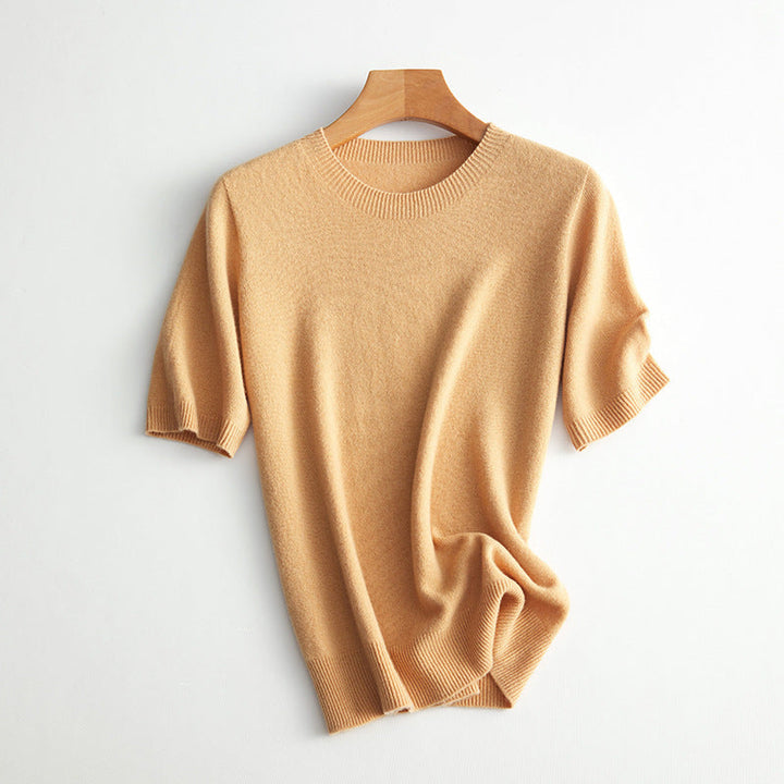 Damen Kurzarm Cashmere-Mix Pullover Echoarchiv