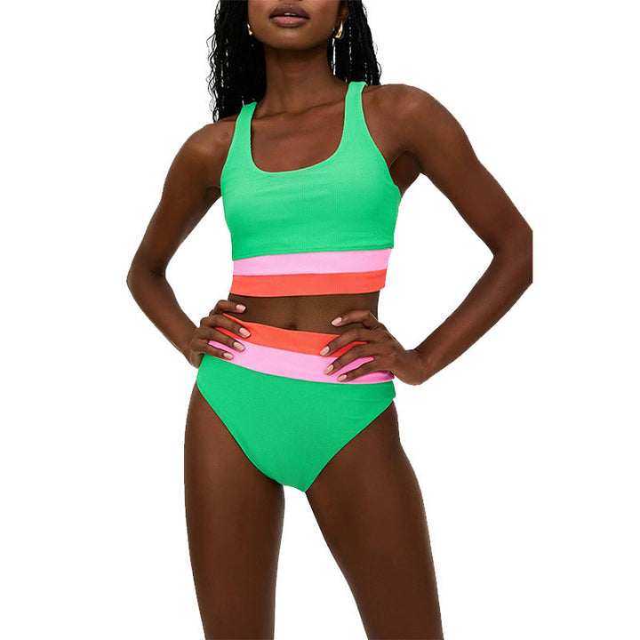 Damen Sportliches Bikini-Set mit komfortablem Crop-Top und hochgeschnittenem Höschen Echoarchiv