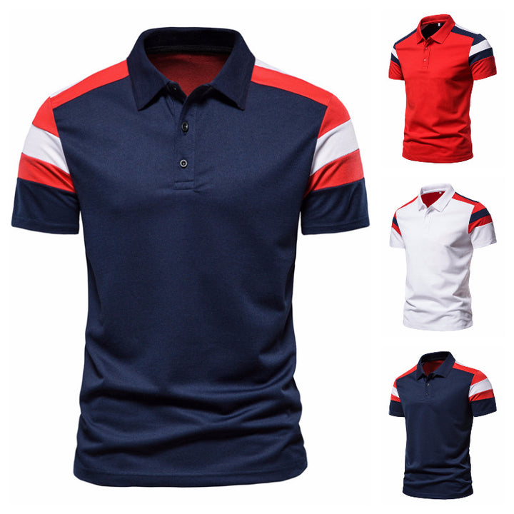 Herren Poloshirt mit modernem Farbblockdesign und atmungsaktiver Baumwollmischung Echoarchiv