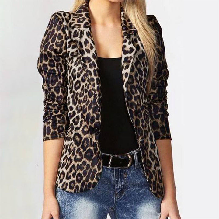 Damen Modischer Blazer mit Animal-Print Echoarchiv