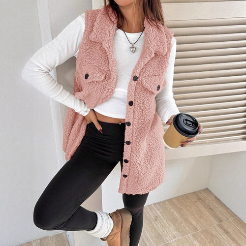 Damen Teddy-Weste mit Taschen Echoarchiv