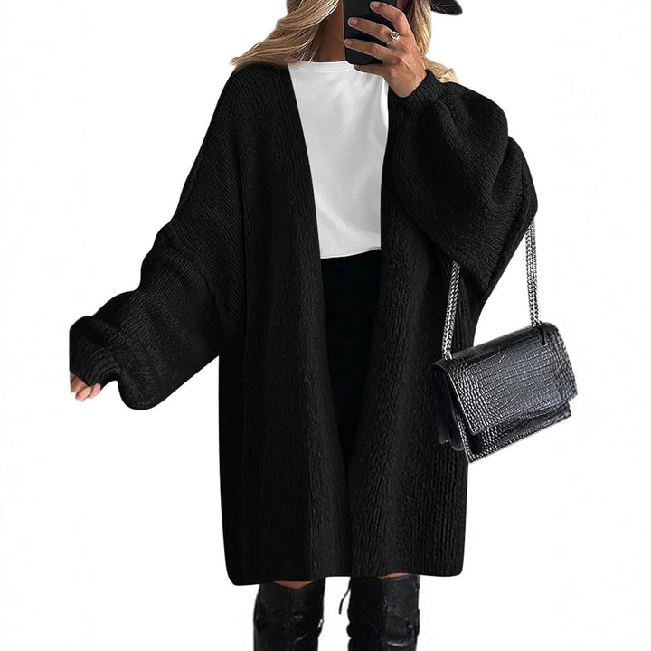Damen Oversize Strickcardigan mit weiten Ballonärmeln und offener Front Echoarchiv