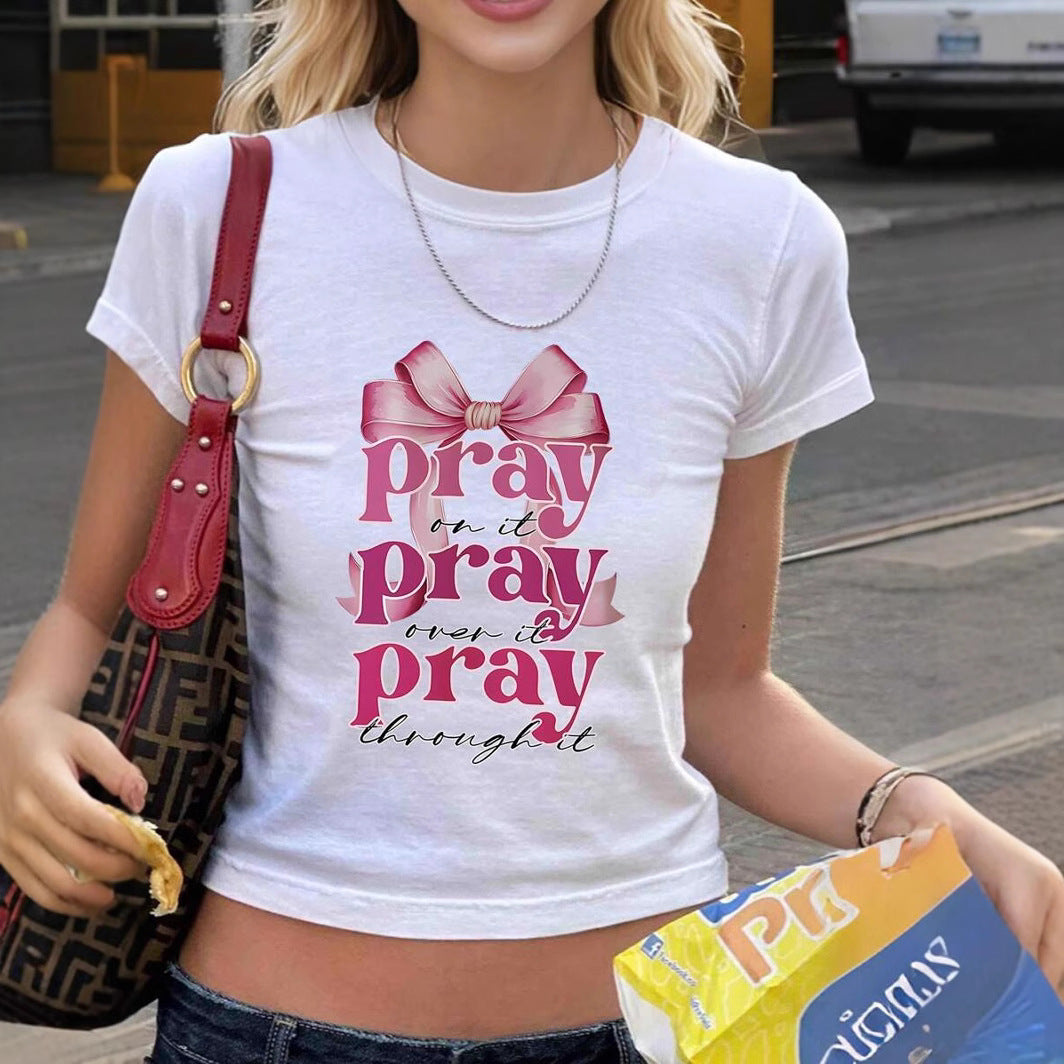 Damen ärmelloses T-Shirt mit inspirierendem Spruch und verspieltem Schleifenmotiv Echo Archiv