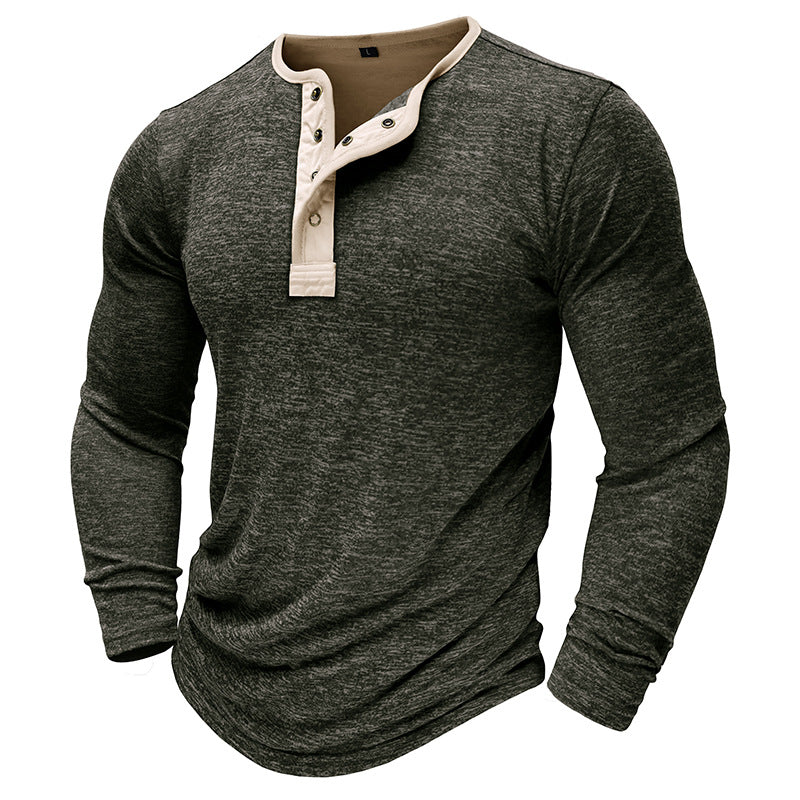 Herren Langarm-Henley-Shirt mit Knopfleiste Echoarchiv