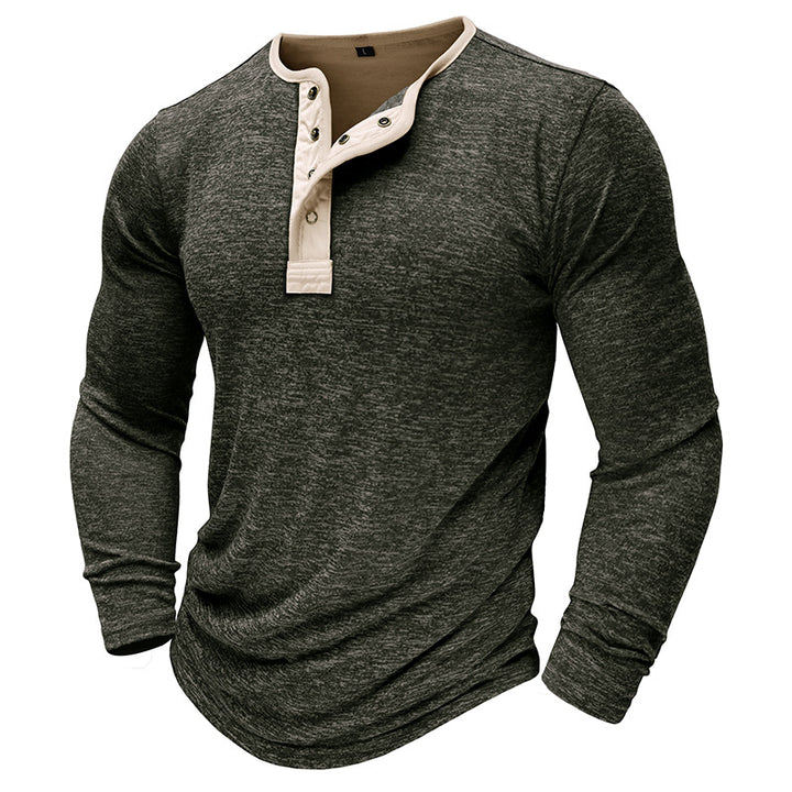 Herren Langarm-Henley-Shirt mit Knopfleiste Echoarchiv