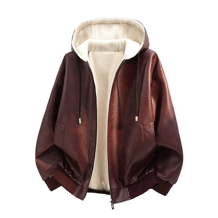 Damen Modische Kunstlederjacke mit Teddyfutter Echo Archiv