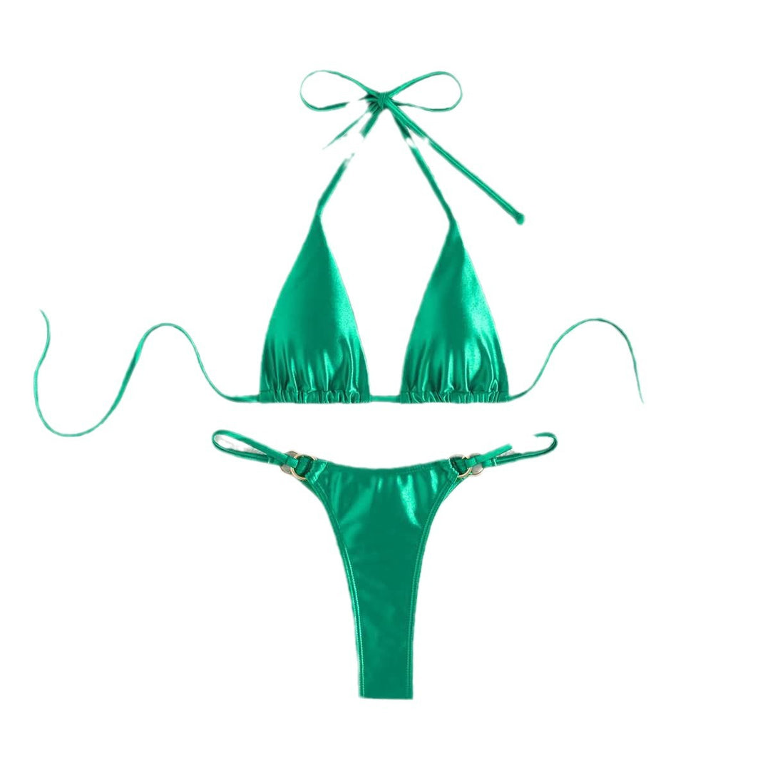 Damen Triangel-Bikini mit eleganten Bindebändern und modischen Goldakzenten Echo Archiv