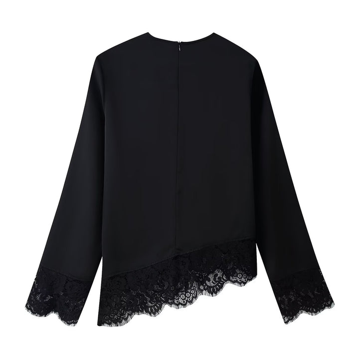 Damen 50+ elegante Chiffonbluse mit Spitzenbesatz und Taillenband Echo Archiv