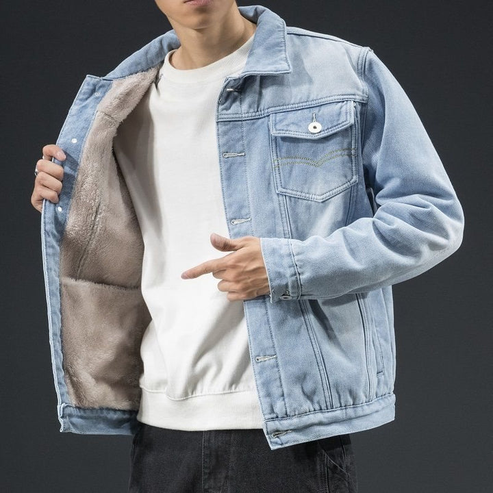 Herren Geschnittene Denimjacke mit Fleecefutter Echoarchiv