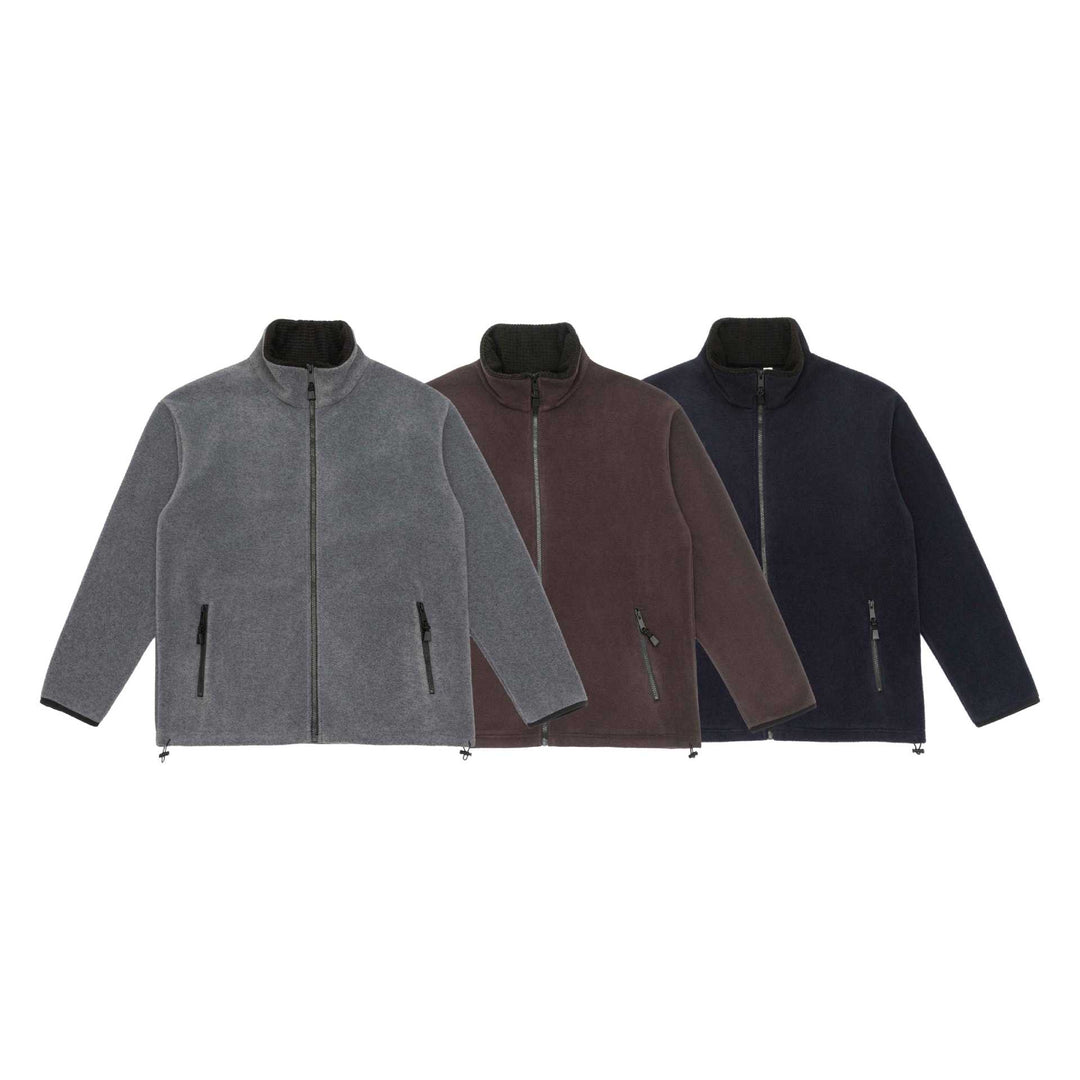 Unisex Fleece-Jacke mit Stehkragen, durchgehendem Reißverschluss und Kordelzugsaum Echoarchiv