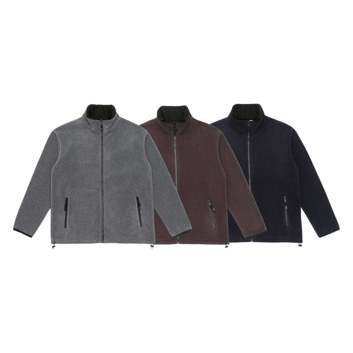 Unisex Fleece-Jacke mit Stehkragen, durchgehendem Reißverschluss und Kordelzugsaum Echoarchiv