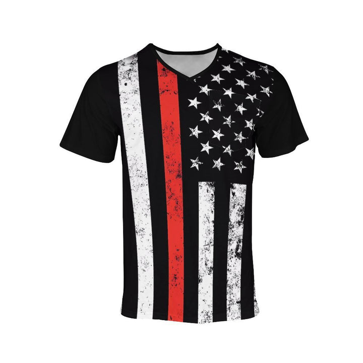 Herren V-Ausschnitt T-Shirt mit einzigartigem Flaggenmotiv Echoarchiv
