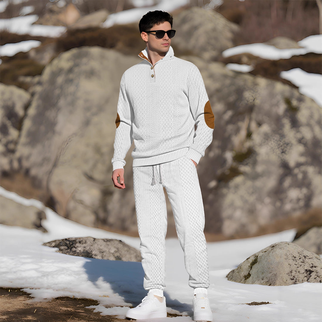 Herren Bequemer Strickpullover mit Stehkragen und modischen Knöpfen Echoarchiv