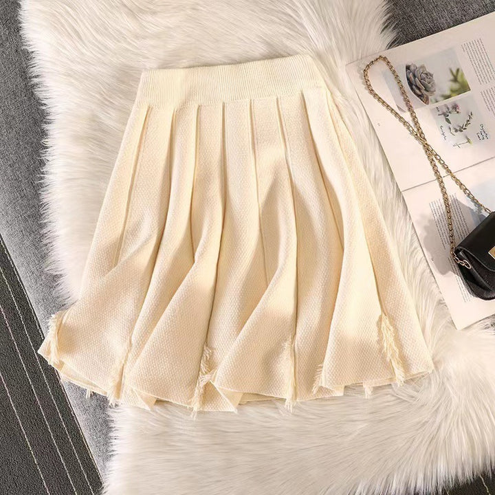 Damen Eleganter Plissee-Rock mit feinem Strickdesign Echo Archiv
