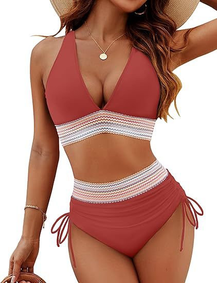 Damen Hochgeschnittener Bikini mit breitem elastischem Bund und dekorativen Zierdetails Echo Archiv