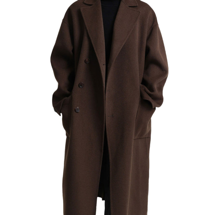 Herren Oversize Doppelreiher Wollmantel mit weitem Schnitt und klassischem Revers Echoarchiv