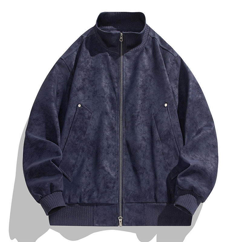 Herren modische Bomberjacke aus weichem Kunstleder mit elastischen Bündchen und praktischen Taschen Echoarchiv