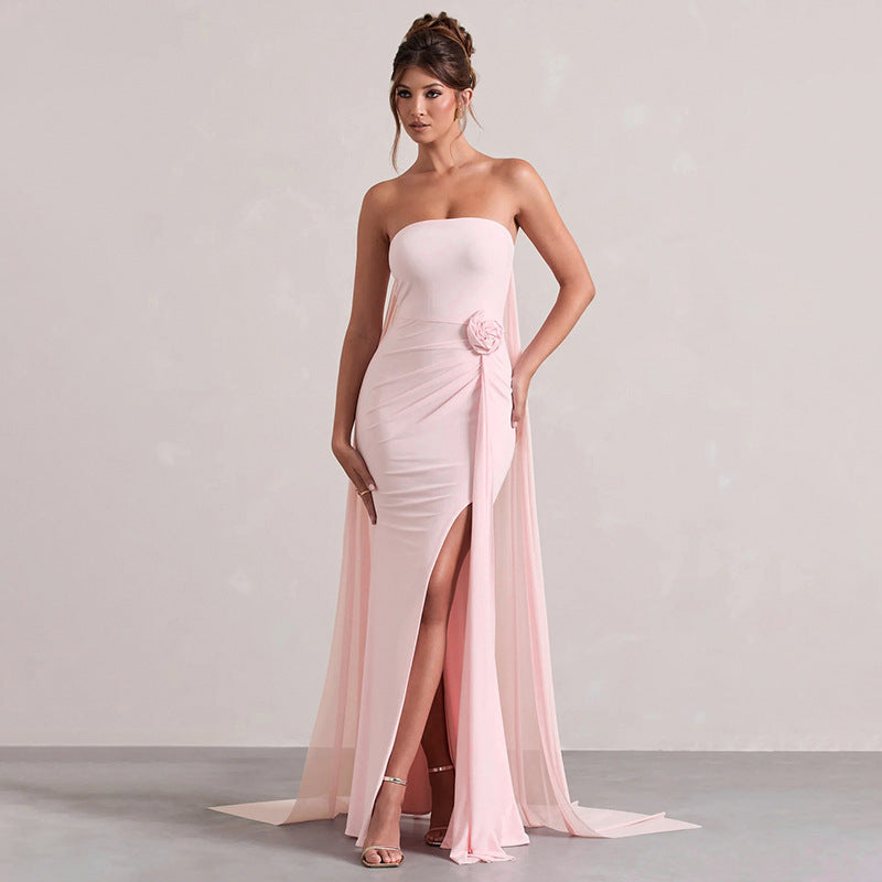 Damen Strapless Abendkleid mit schicker Drapierung und verführerischem Schlitz Echo Archiv