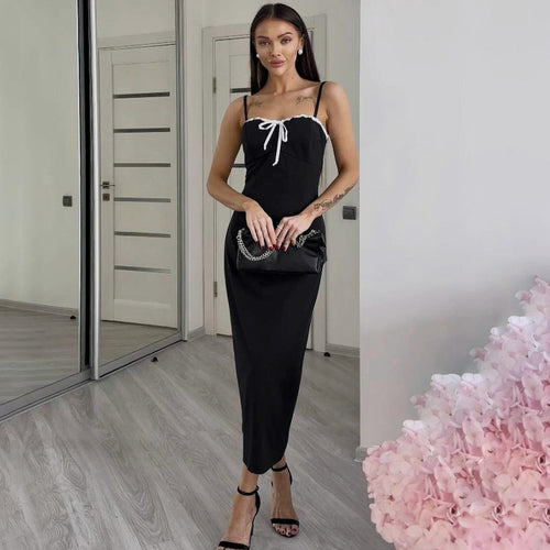 Damen Schickes Casual-Midikleid mit verstellbaren Spaghetti-Trägern Echo Archiv