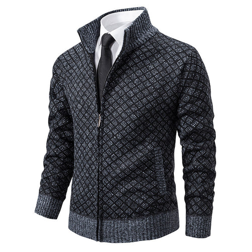 Herren moderner Strickjacke mit floralem Zopfdesign Echoarchiv