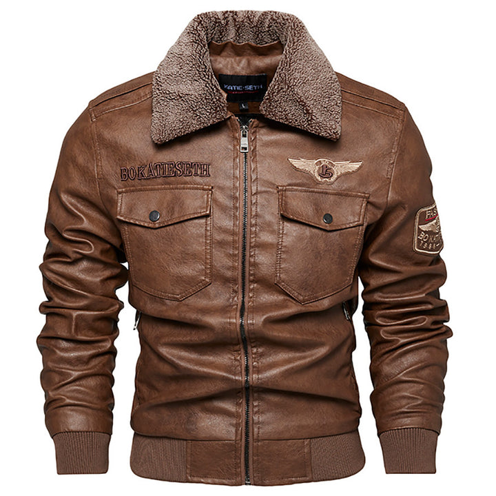 Herren Lässige Kunstlederjacke mit weichem Teddyfutter Echo Archiv