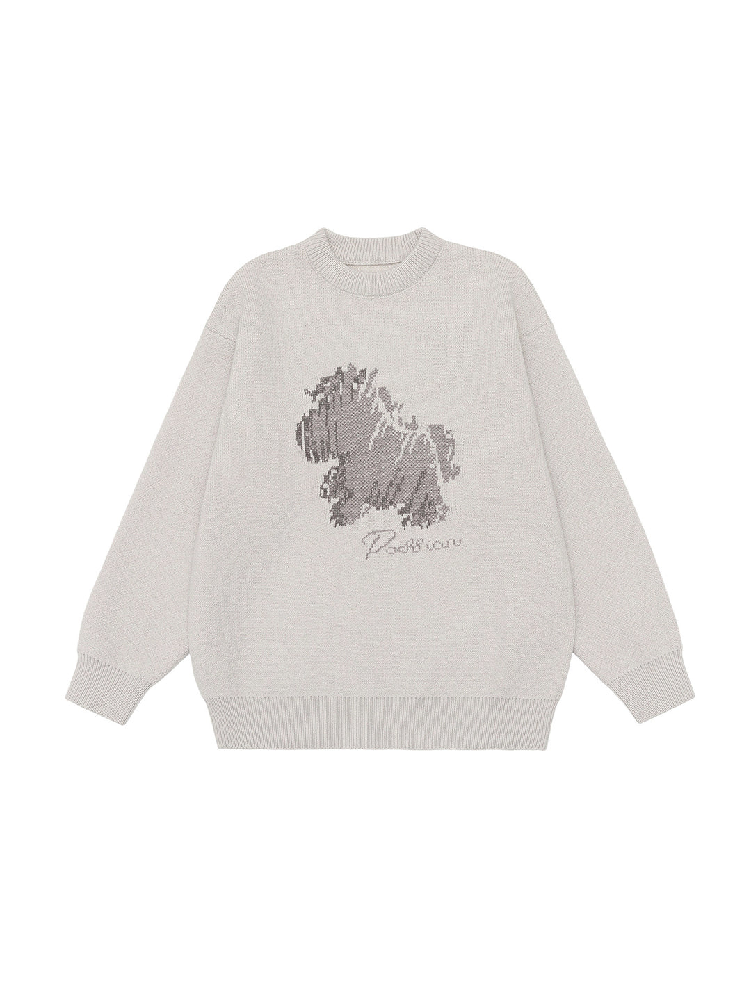 Damen Oversize-Strickpullover mit Jacquard-Hundemotiv und geripptem Saum Echo Archiv